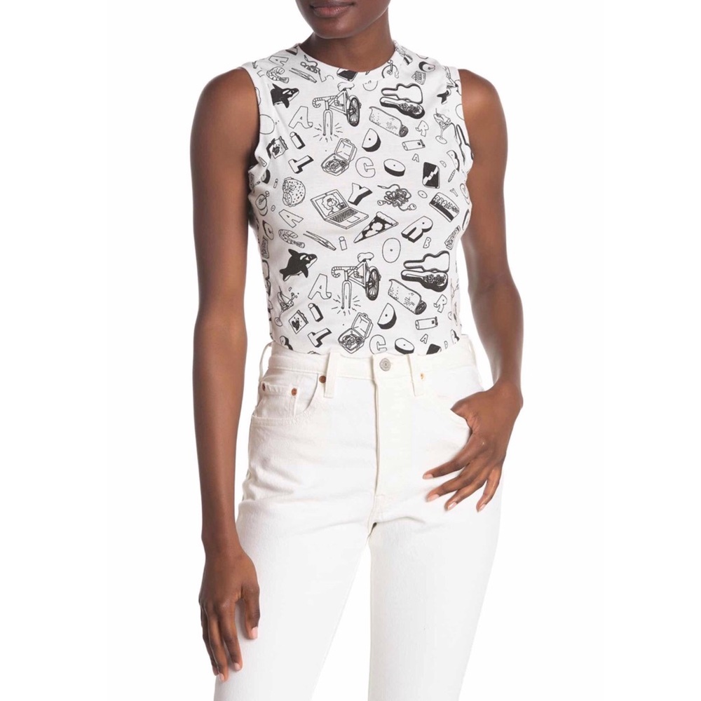 NWT Wildfox Doodles Broadcity Printed Tank